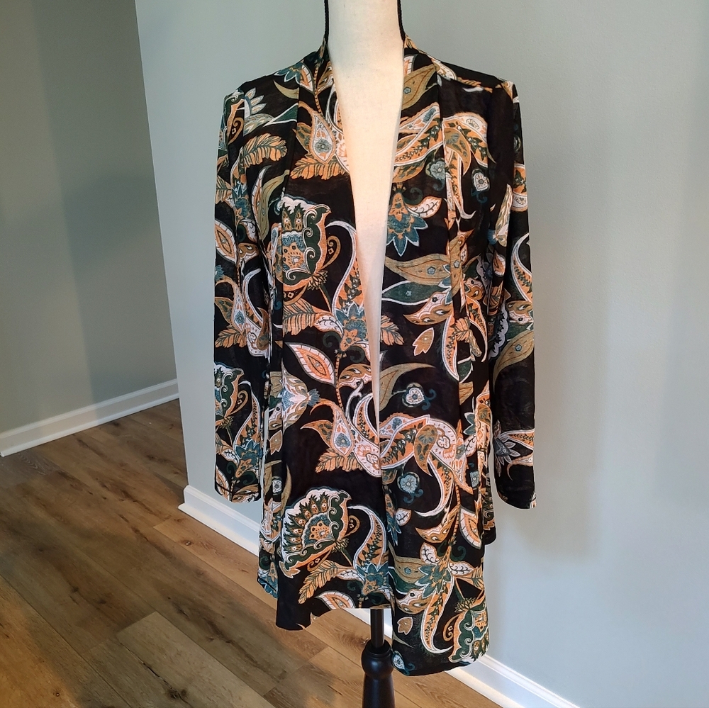 Patrizia Luca Artsy Paisley Cardigan Gathered Back Detail  Lightweight S